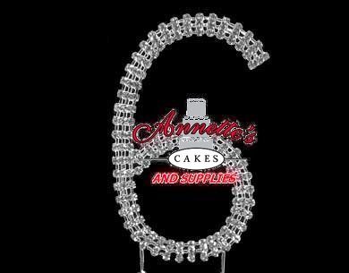 Rhinestone Cake Topper Large Number- 6