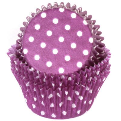 Lavender Polka Dot Baking Cups 30-36 count
