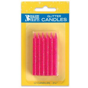Glitter Candles - Hot Pink