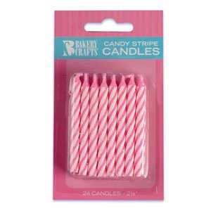 Candy Stripe Candles - Pink