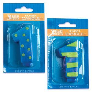 Patterned Number Candles Stripes- 1