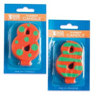 Patterned Number Candles Polka Dots- 8