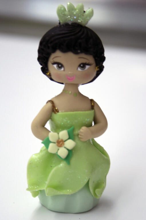 Cold Porcelain Green Princess Cake Topper- Small