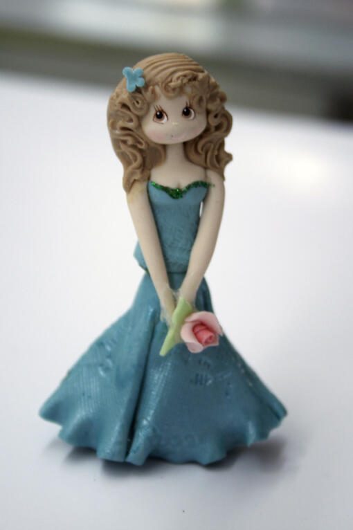Cold Porcelain Blue Princess Cake Topper- Small