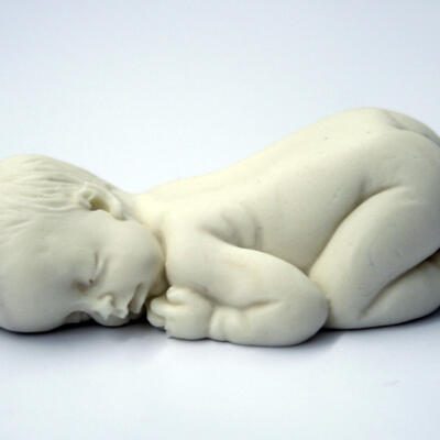 Fondant Realistic Baby Cake Topper- Curled Light Skin