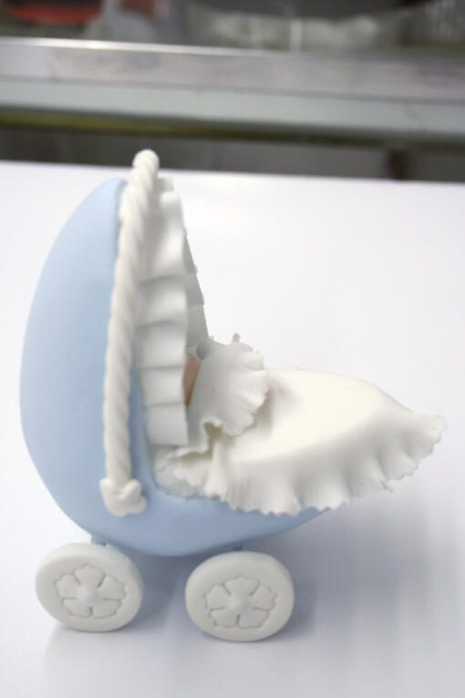 Cold Porcelain "Baby in a Buggy" Cake Topper- Blue - Image 2