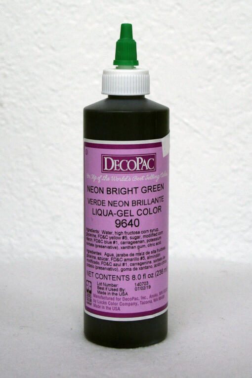 DecoPac Liqua Gel Color- Neon Bright Green- 8 oz