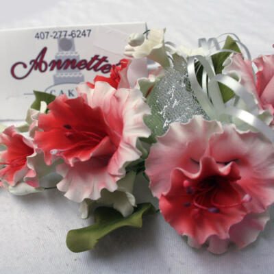 Large Red Trumpet Gumpaste Flower Cluster