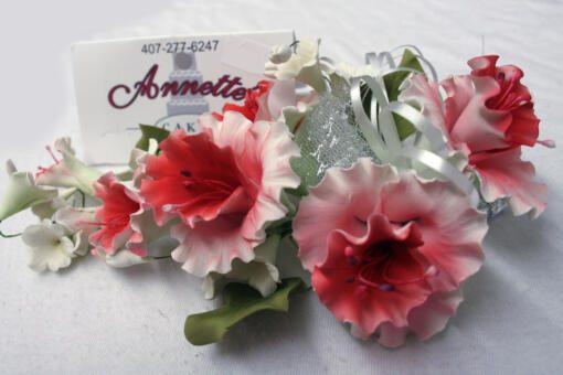 Large Red Trumpet Gumpaste Flower Cluster