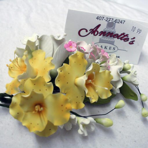 Medium Gumpaste Flower Cluster- Yellow Trumpet Blossoms - Image 2