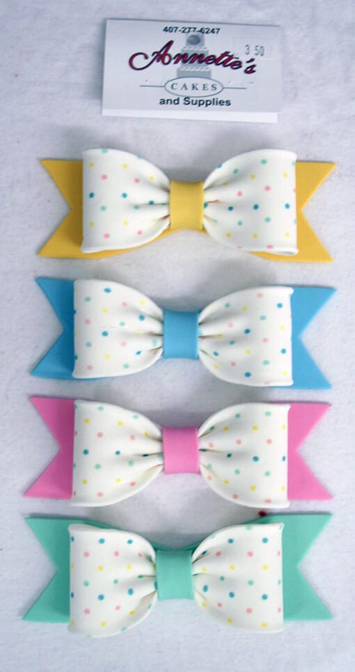 Gumpaste Bows- Small Pink Dot Print - Image 2
