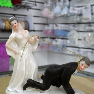 Comical Wedding Cake Topper- Walking the Groom