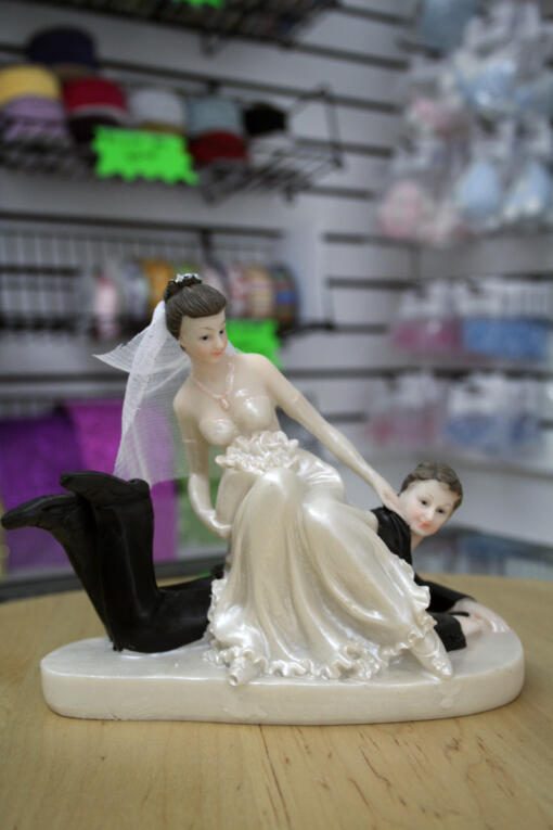Comical Wedding Cake Topper - Sitting on the Groom