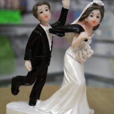 Comical Wedding Cake Topper - Got Him by the tie