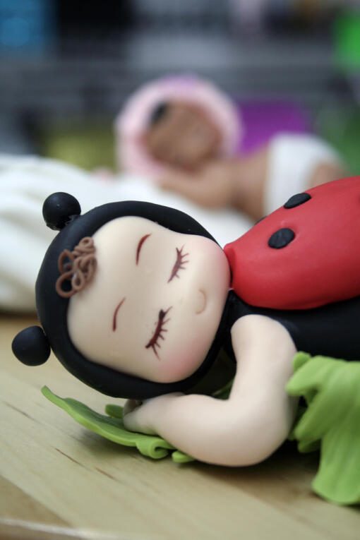 Sleeping Baby Cake Topper - Ladybug