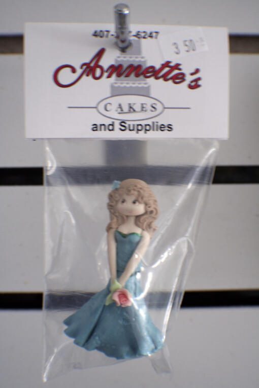 Cold Porcelain Blue Princess Cake Topper- Small - Image 2