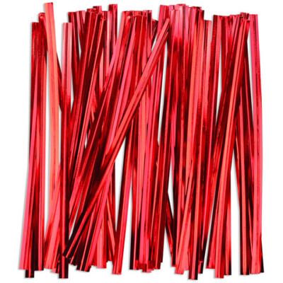 Festive Twist Ties- Metallic Red