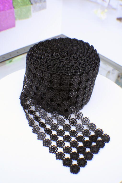 Flower Diamond Mesh by Yard- Black