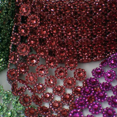 Flower Diamond Mesh by Yard- Red