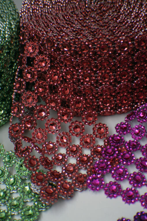 Flower Diamond Mesh by Yard- Red