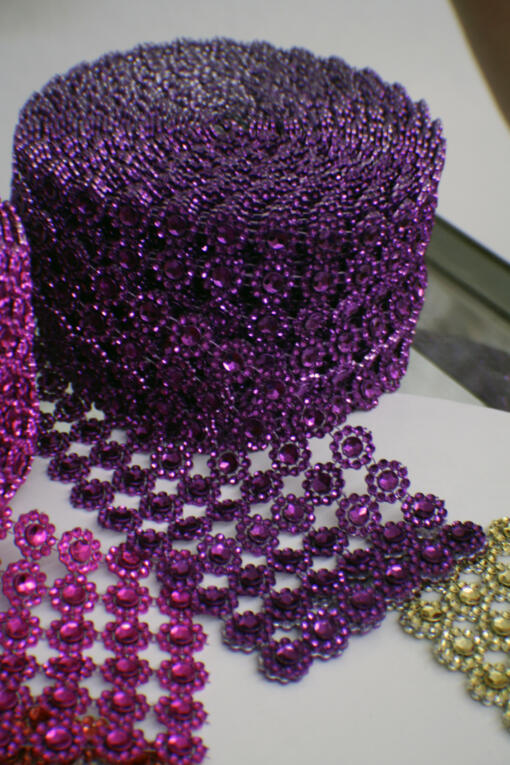 Flower Diamond Mesh by Yard- Purple