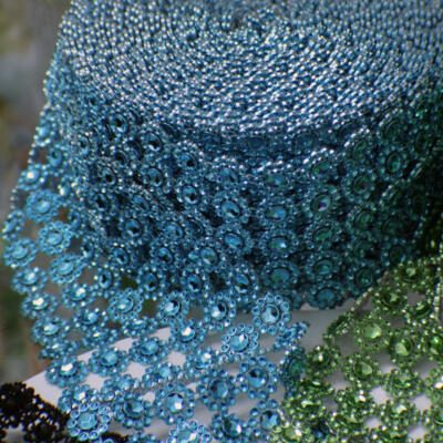 Flower Diamond Mesh by Yard- Blue