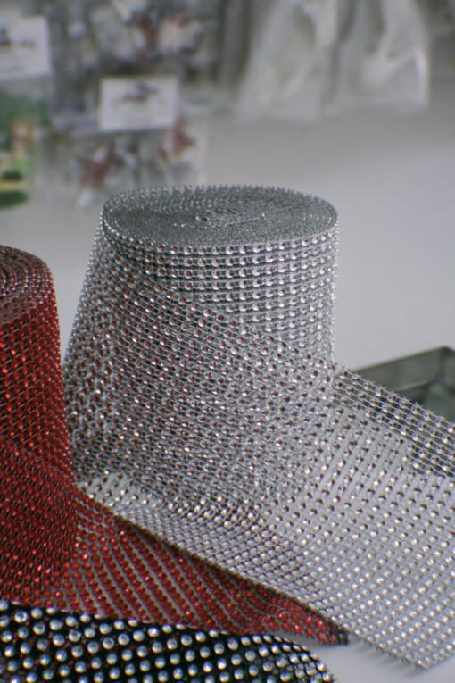 Diamond Mesh- Silver by Yard