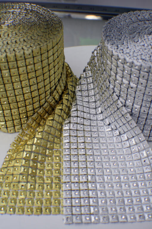 Gold Jeweled Diamond/Square Mesh by Yard - Image 2