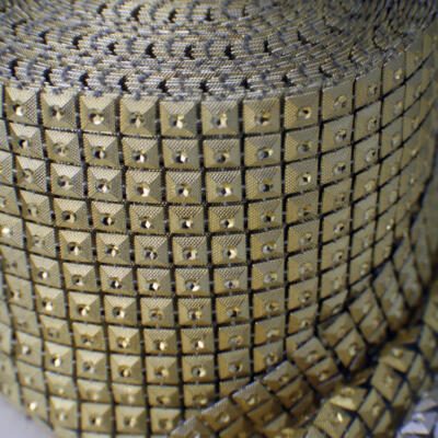 Gold Jeweled Diamond/Square Mesh by Yard