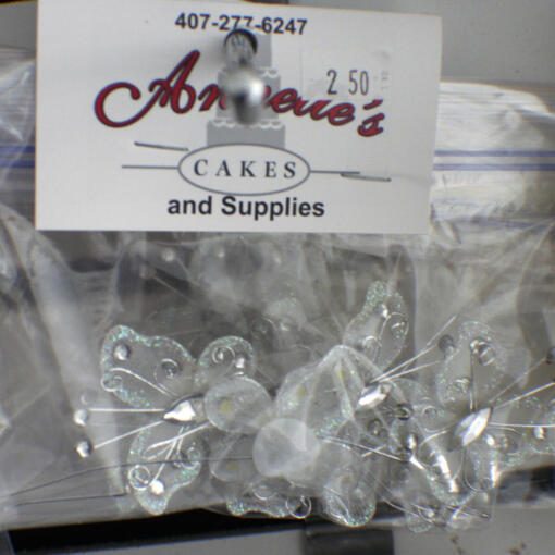 White Bling Butterfly Cake Toppers - Image 2