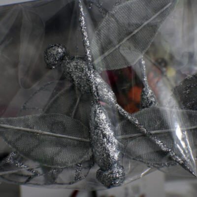 Glitter Dragonfly Cake Toppers - Silver