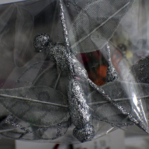 Glitter Dragonfly Cake Toppers - Silver