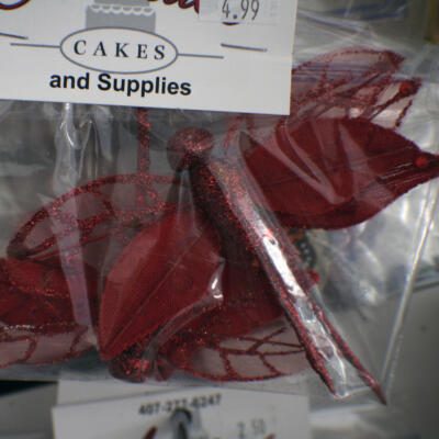 Glitter Dragonfly Cake Toppers - Red