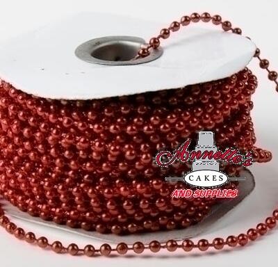 4mm Metallic Fused String Pearl Beads - Red