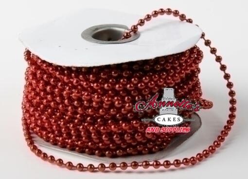 4mm Metallic Fused String Pearl Beads - Red