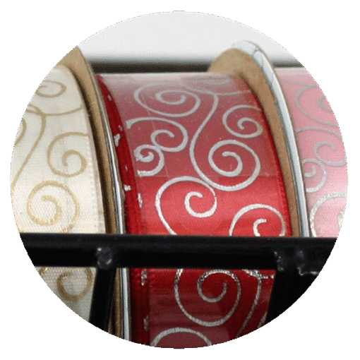 Swirl Pattern Ribbon - Silver/Red