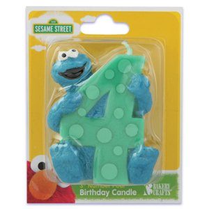 Sesame Street Numbered Candle- Cookie Monster 4