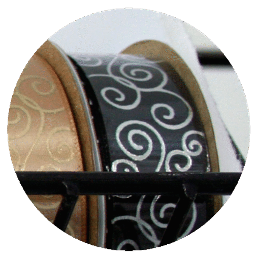 Swirl Pattern Ribbon- Silver/ Black