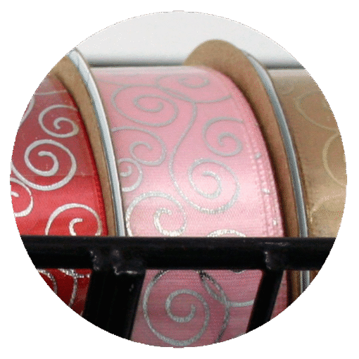 Swirl Pattern Ribbon - Silver/Pink
