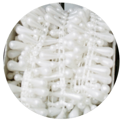 Teardrop Faux Pearl Trim Bead Accent- White iridescent