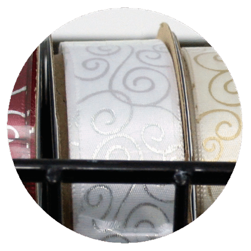 Swirl Pattern Ribbon - Silver/White