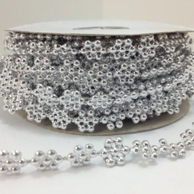 Small Flower Pearl Trim Bead Accent - Silver