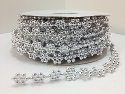 Small Flower Pearl Trim Bead Accent - Silver
