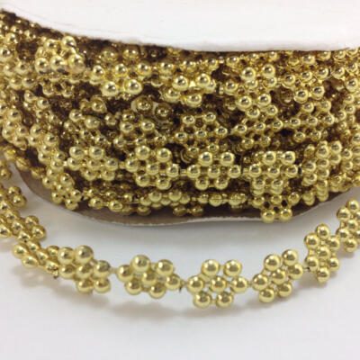 Small Flower Pearl Trim Bead Accent - Gold