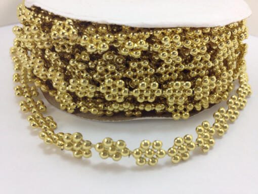 Small Flower Pearl Trim Bead Accent - Gold