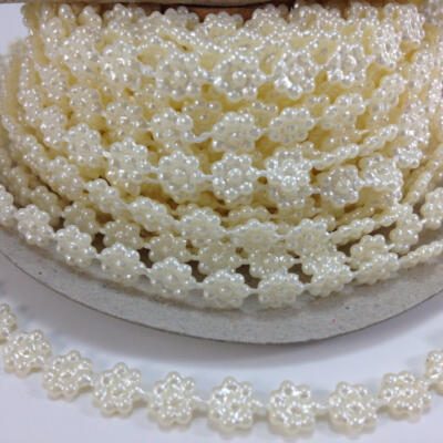Small Flower Pearl Trim Bead Accent - Ivory