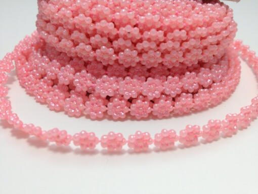 Small Flower Pearl Trim Bead Accent - Pink