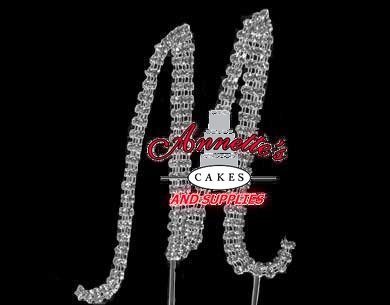 Rhinestone Cake Topper "M" Small