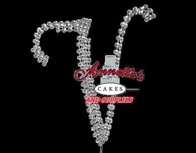 Rhinestone Cake Topper Large 5"- V