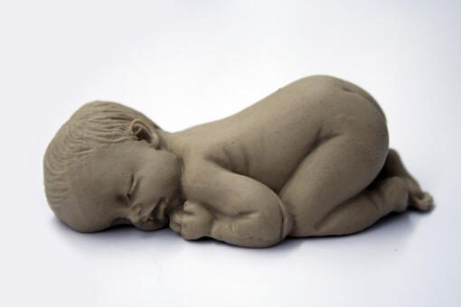 Fondant Realistic Baby Cake Topper- Curled Tan Skin